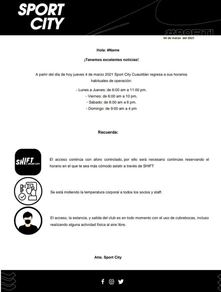 Comunicado Sport City San Marcos Power Center